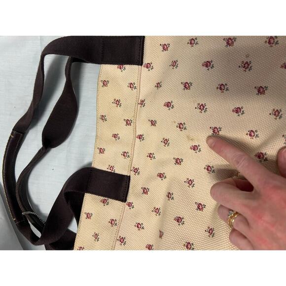 Coach Canvas Stars Floral Tan Shoulder Tote Bag GS - Picture 7 of 13